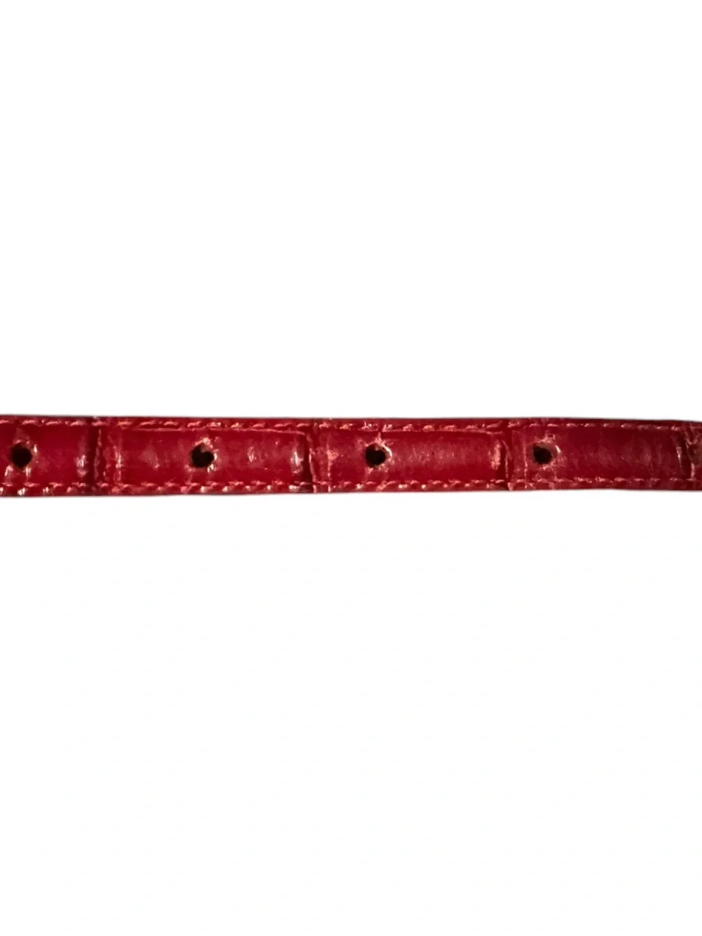 Brighton Croc Embossed Red Leather Belt Heart Charm Skinny Womens Size S 28 - Picture 5 of 9